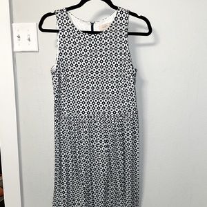 LOFT Navy/Turquoise mid-length dress.